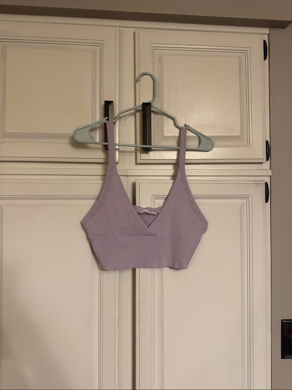 Double Zero Lavender Ribbed V-Neck Bralette